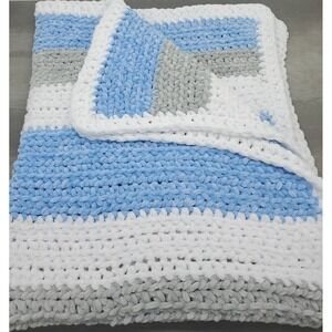 Crochet Chenille‎ Blanket for Kids, Crochet Afghan, Children's Security Blanket